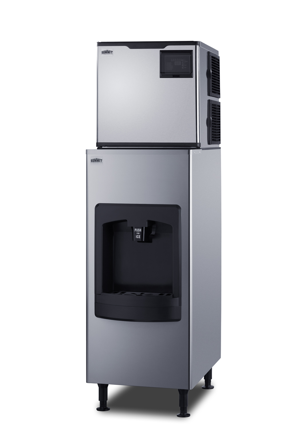 ENERGY STAR certified commercial ice machine with 350 lb. clear cube production featuring an ice dispenser